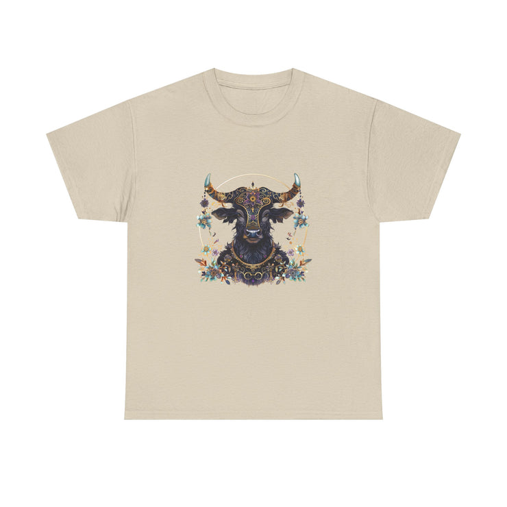Boho Bull Graphic Tee | Unisex Heavy Cotton T-Shirt | Festival Wear, Gift for Nature Lovers, Casual Outfit, Animal Art