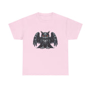 Owl Skull Graphic Tee, Unisex Heavy Cotton T-Shirt, Edgy Apparel for Halloween, Casual Wear, Gift for Gothic Style Lovers