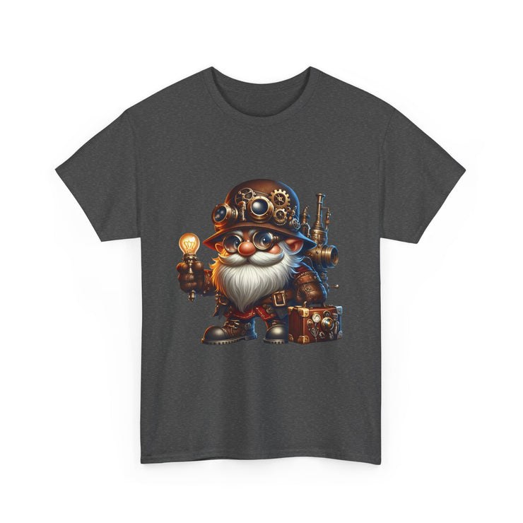 Unisex Heavy Cotton Tee with Whimsical Design, Perfect for Festivals, Gift for Gnome Lovers, Casual Everyday