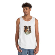 Dog Lover's Unisex Heavy Cotton Tank Top - Cute Pet Art, Custom Gift for Dog Owners, Summer Casual Wear, Animal Lover Apparel