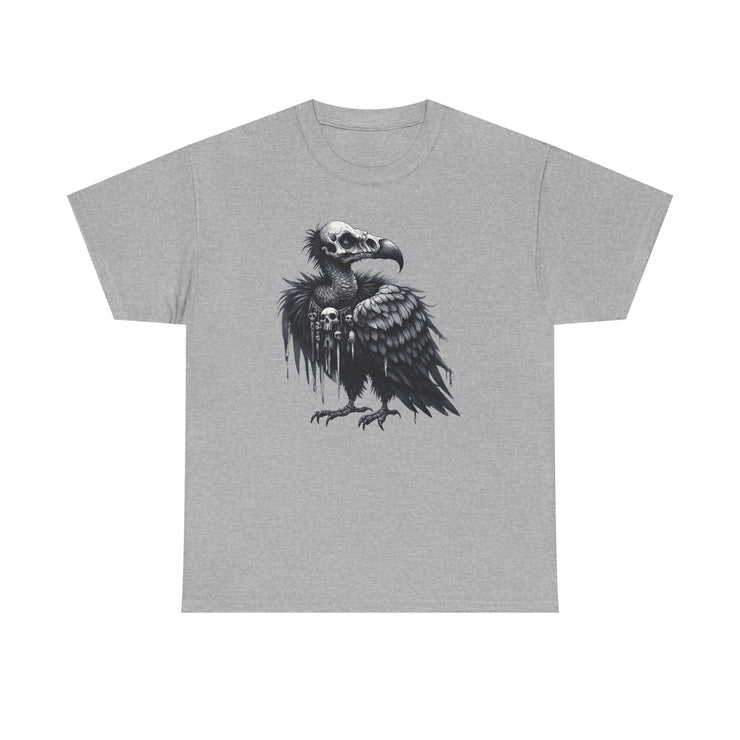 Gothic Vulture Tee, Unisex Heavy Cotton T-Shirt, Edgy Graphic Shirt for Music Lovers, Halloween T-Shirt, Alternative Fashion