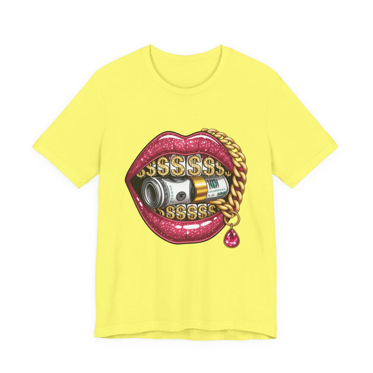 Glamorous Money Lips Tee, Trendy Graphic Shirt, Fashion Statement Tee, Gift for Her, Casual Streetwear