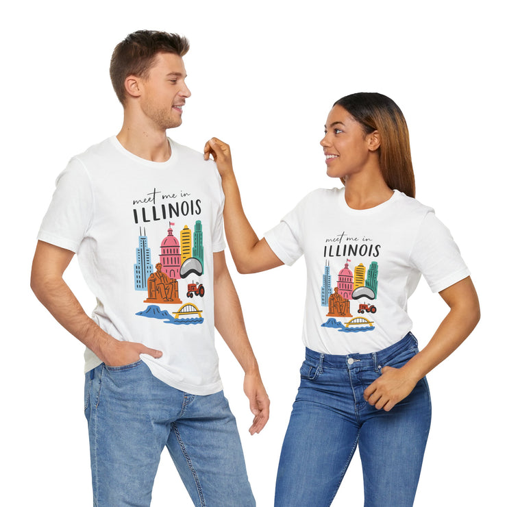 Illinois Graphic Tee | Unisex Short Sleeve T-Shirt, Illinois Souvenir Shirt, Travel Gift, Casual Wear, USA States Design