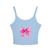 Pink Bow Spaghetti Strap Tank Top, Cute Summer Top, Women’s Fashion, Gift for Her, Casual Outfit, Beachwear