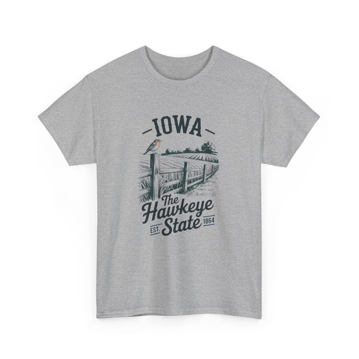 Iowa The Hawkeye State T-Shirt, Vintage Style Tee, Unisex Cotton Shirt, Iowa Pride Gift, USA States Design