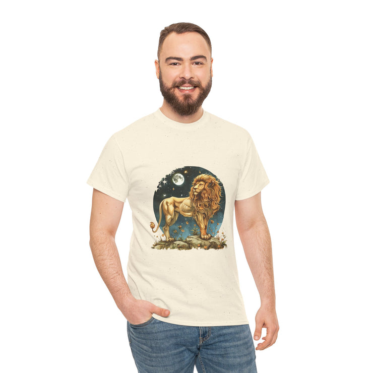 Majestic Lion Tee, Unisex Heavy Cotton Tee, Astrology T-Shirt, Animal Lover Gift, Birthday Present, Casual Style