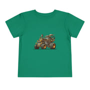Toddler Short Sleeve Tee with Fun Vehicle Design, Birthday Gift, Kids' Fashion, Playtime Wear, Adventure Apparel