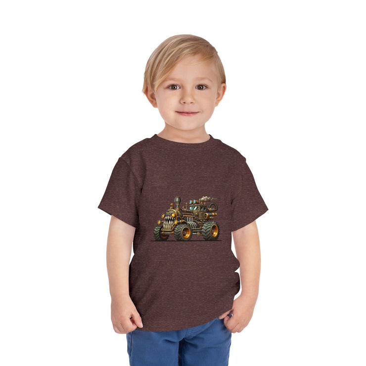 Toddler Short Sleeve Tee with Fun Vehicle Design, Birthday Gift, Kids' Fashion, Playtime Wear, Adventure Apparel