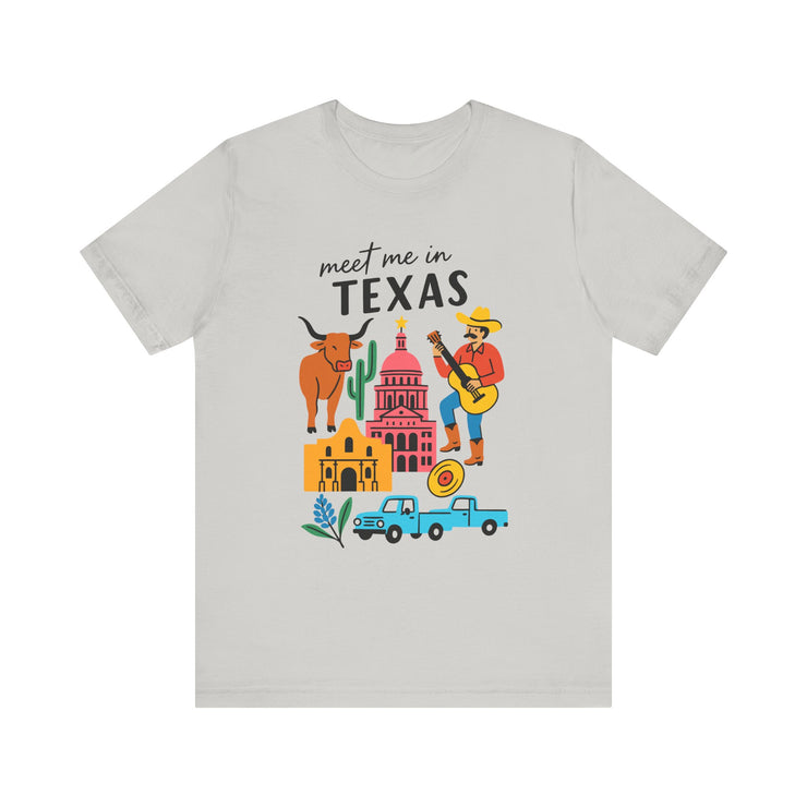Texas-Inspired Unisex Tee: Meet Me in Texas Graphic T-Shirt, Gift for Texans, Summer Outfit, USA States Design