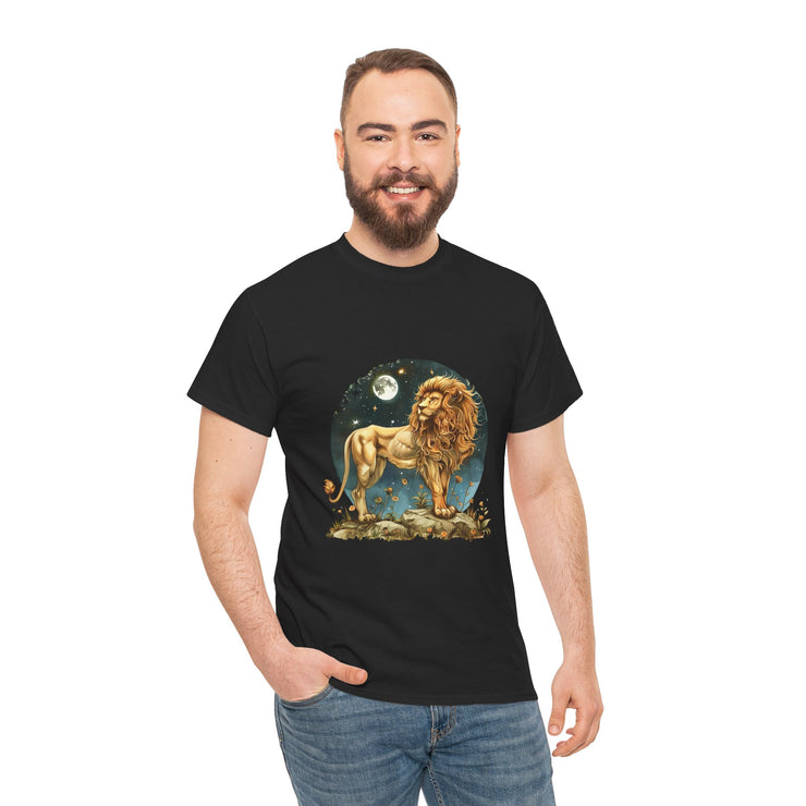 Majestic Lion Tee, Unisex Heavy Cotton Tee, Astrology T-Shirt, Animal Lover Gift, Birthday Present, Casual Style