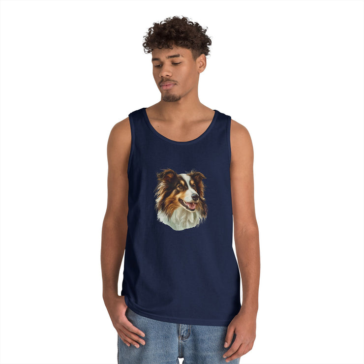 Dog Lover's Unisex Heavy Cotton Tank Top - Cute Pet Art, Custom Gift for Dog Owners, Summer Casual Wear, Animal Lover Apparel