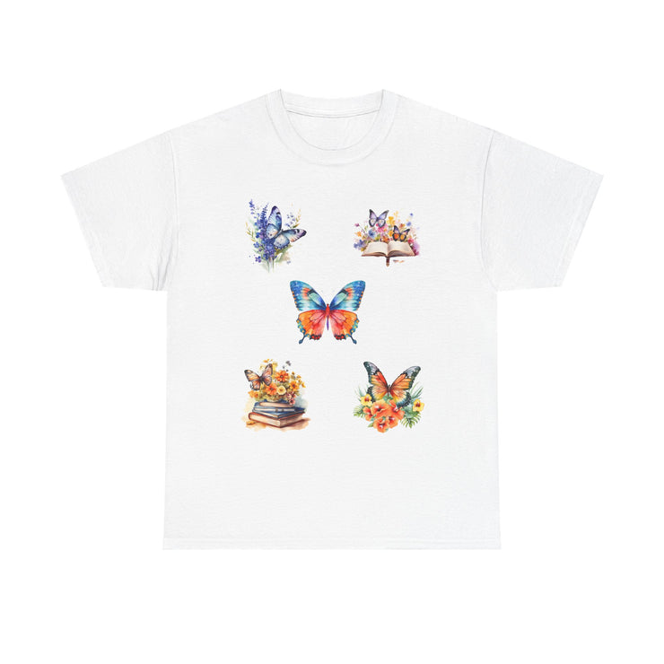 Butterfly Blossom Unisex Cotton Tee, Vibrant Nature Shirt, Gift for Nature Lovers, Spring Fashion Top, Garden Party Tee