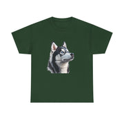 Siberian Husky Heavy Cotton Tee, Cozy Dog Lover Shirt, Unisex Graphic Tee, Pet Owner Gift, Cute Animal Apparel