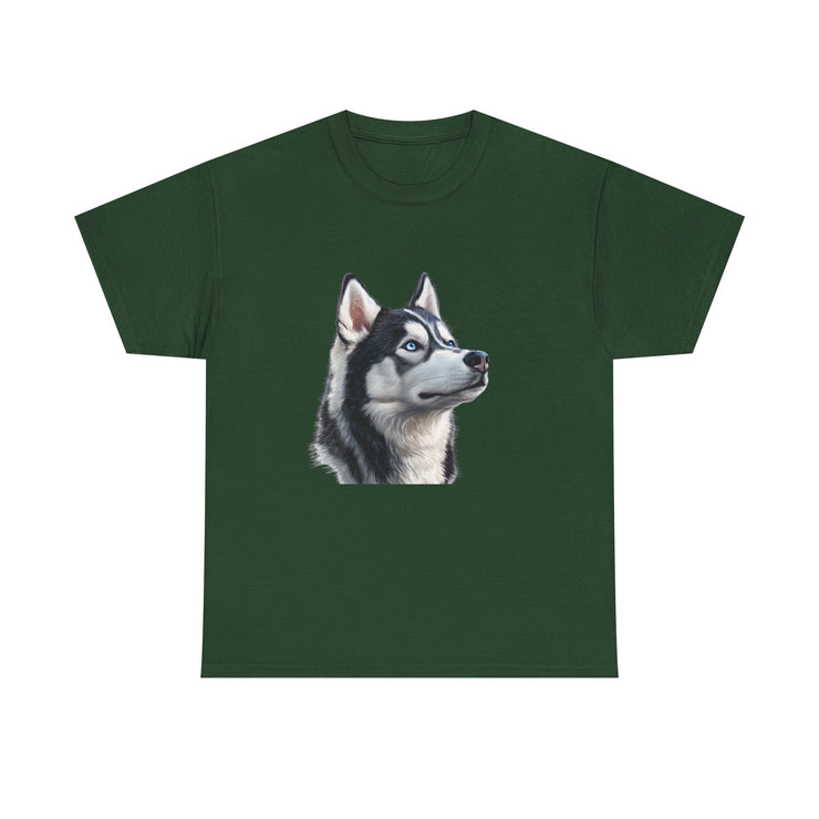 Siberian Husky Heavy Cotton Tee, Cozy Dog Lover Shirt, Unisex Graphic Tee, Pet Owner Gift, Cute Animal Apparel