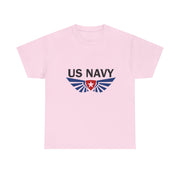 US Navy Winged Logo Unisex Heavy Cotton Tee, Military Apparel, Veteran Gift, Casual Wear, Patriotic Clothing, Gift for Him/Her