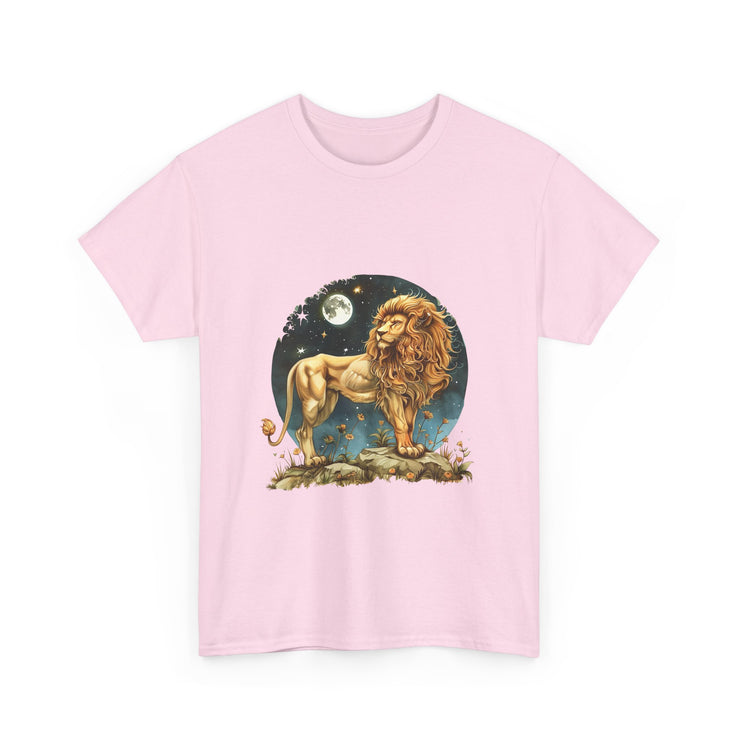 Majestic Lion Tee, Unisex Heavy Cotton Tee, Astrology T-Shirt, Animal Lover Gift, Birthday Present, Casual Style