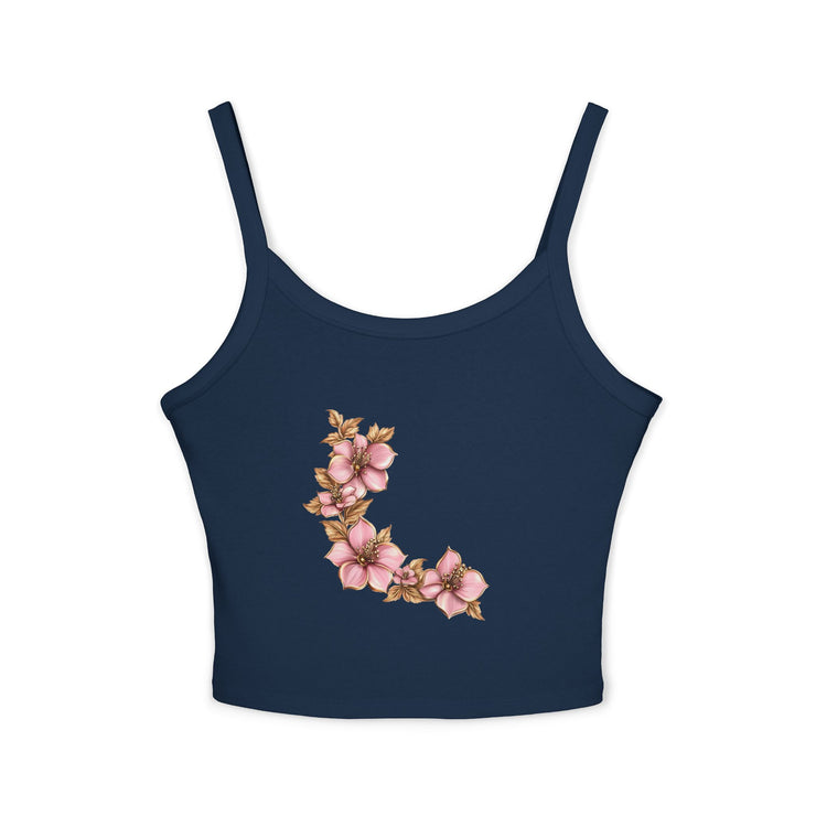 Floral Initials Women's Tank Top, Summer Top, Floral Tank, Personalized Spaghetti Strap, Gift for Her, Casual Wear, Everyday Style