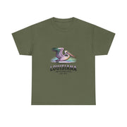 Louisiana Pelican Unisex Heavy Cotton Tee, Coastal Vibes Shirt, Gift for Louisiana Lovers, Casual Wear, Beach Trip T-Shirt, USA States Design