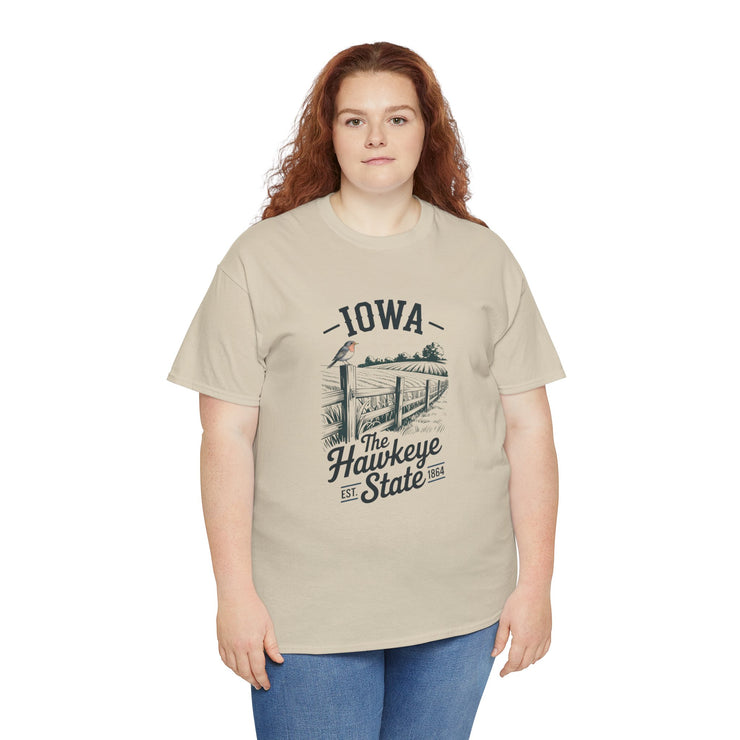 Iowa The Hawkeye State T-Shirt, Vintage Style Tee, Unisex Cotton Shirt, Iowa Pride Gift, USA States Design