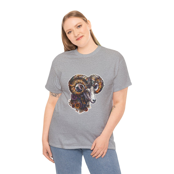 Bohemian Ram Graphic Tee, Casual Apparel, Gift for Animal Lovers, Festival Wear, Unisex T-Shirt, Nature-Inspired Clothing