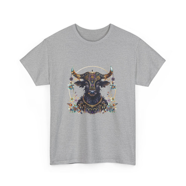 Boho Bull Graphic Tee | Unisex Heavy Cotton T-Shirt | Festival Wear, Gift for Nature Lovers, Casual Outfit, Animal Art