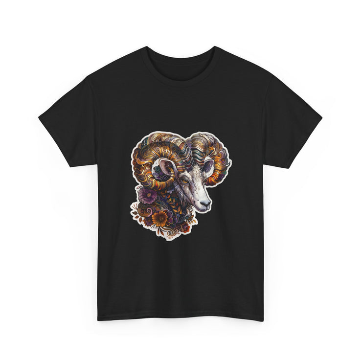 Bohemian Ram Graphic Tee, Casual Apparel, Gift for Animal Lovers, Festival Wear, Unisex T-Shirt, Nature-Inspired Clothing
