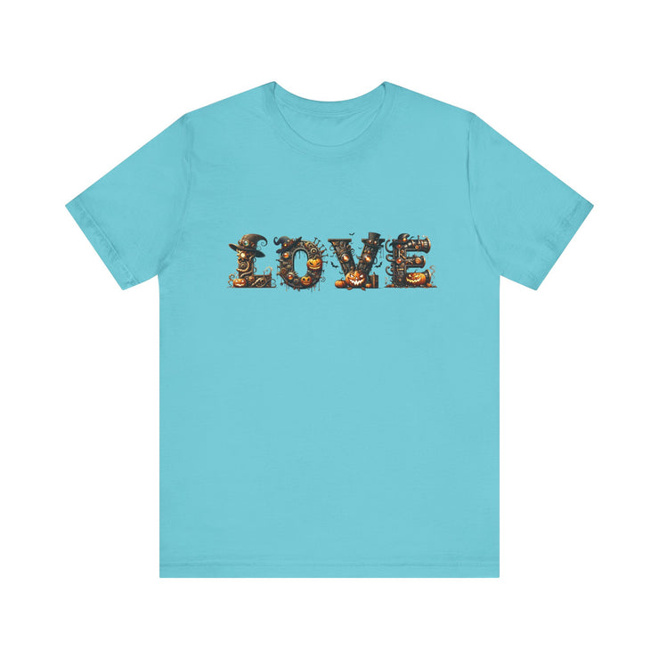 Love Typography Unisex Tee, Casual Love Shirt, Gift for Her, Heartfelt Tee, Valentine's Day Gift, Halloween Design