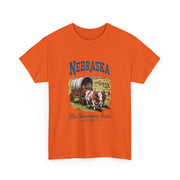 Nebraska Heritage Unisex Heavy Cotton Tee, Vintage State Shirt, Nebraska Flag Apparel, Midwest Pride T-Shirt, Cowpoke Style Tee, USA States Design