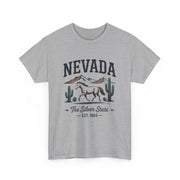 Nevada Graphic Unisex Heavy Cotton Tee, Casual Wear, State Pride Shirt, Travel Gift, Summer Clothing, USA States Design