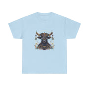 Boho Bull Graphic Tee | Unisex Heavy Cotton T-Shirt | Festival Wear, Gift for Nature Lovers, Casual Outfit, Animal Art