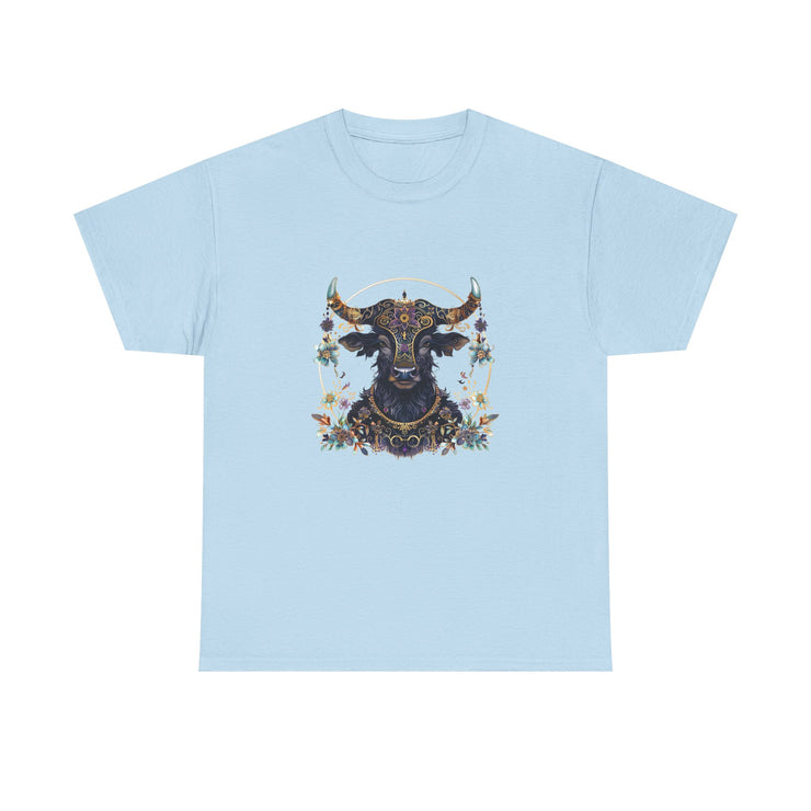 Boho Bull Graphic Tee | Unisex Heavy Cotton T-Shirt | Festival Wear, Gift for Nature Lovers, Casual Outfit, Animal Art