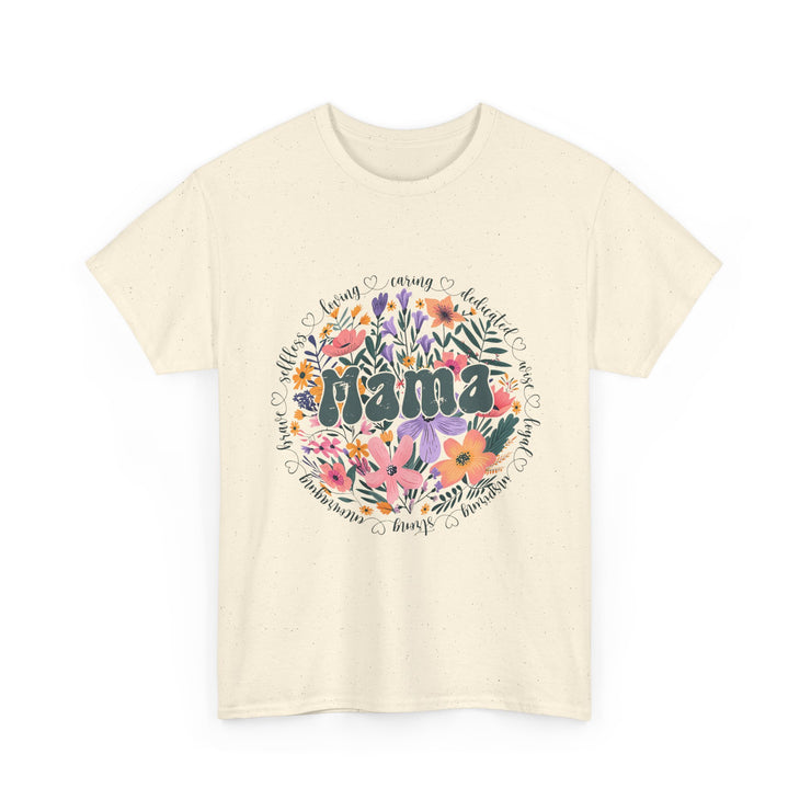 Floral 'Mama' Unisex Heavy Cotton Tee, Perfect for Mother's Day, Gifts for Mom, Birthday Apparel,