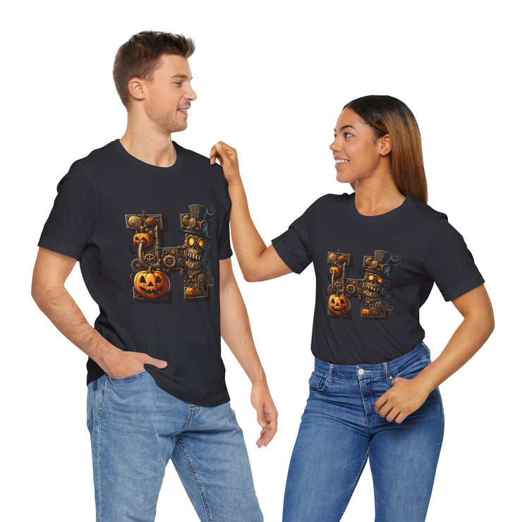 Halloween Themed Unisex Tee, Pumpkin Shirt, October Fest T-Shirt, Scary Skull Top, Spooky Shirt, Ghoulish Fashion