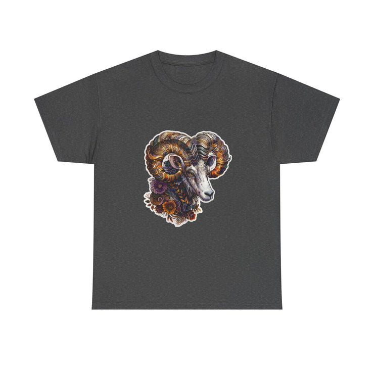Bohemian Ram Graphic Tee, Casual Apparel, Gift for Animal Lovers, Festival Wear, Unisex T-Shirt, Nature-Inspired Clothing