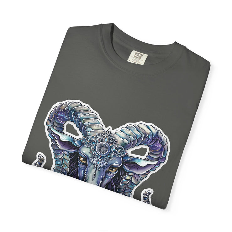Mystical Ram Graphic Unisex T-shirt, Boho Tee, Astrology Shirt, Spiritual Gift, Festival Wear, Unique Graphic Tee