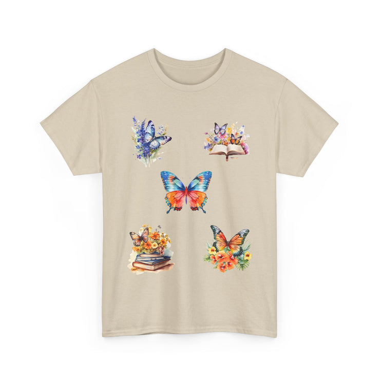 Butterfly Blossom Unisex Cotton Tee, Vibrant Nature Shirt, Gift for Nature Lovers, Spring Fashion Top, Garden Party Tee