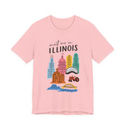 Illinois Graphic Tee | Unisex Short Sleeve T-Shirt, Illinois Souvenir Shirt, Travel Gift, Casual Wear, USA States Design