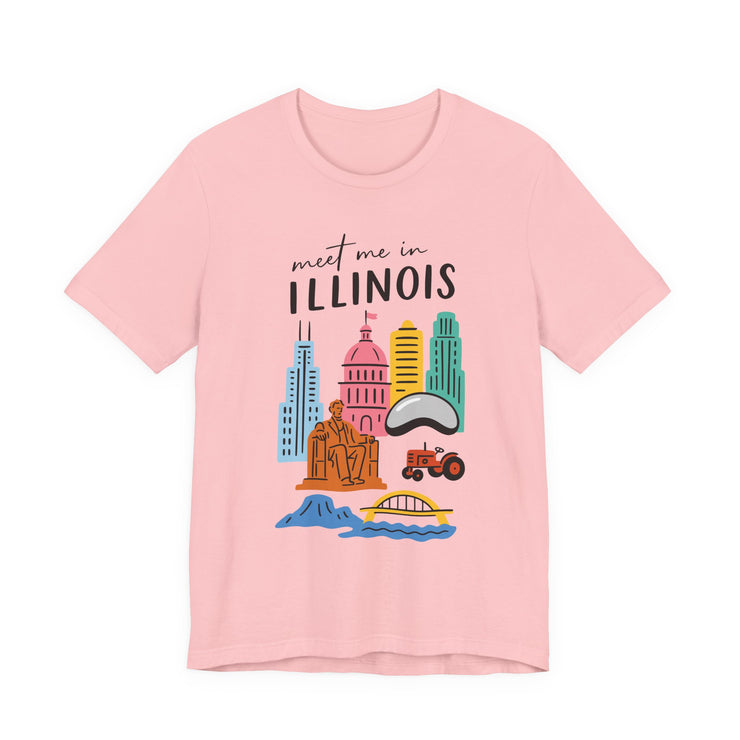 Illinois Graphic Tee | Unisex Short Sleeve T-Shirt, Illinois Souvenir Shirt, Travel Gift, Casual Wear, USA States Design