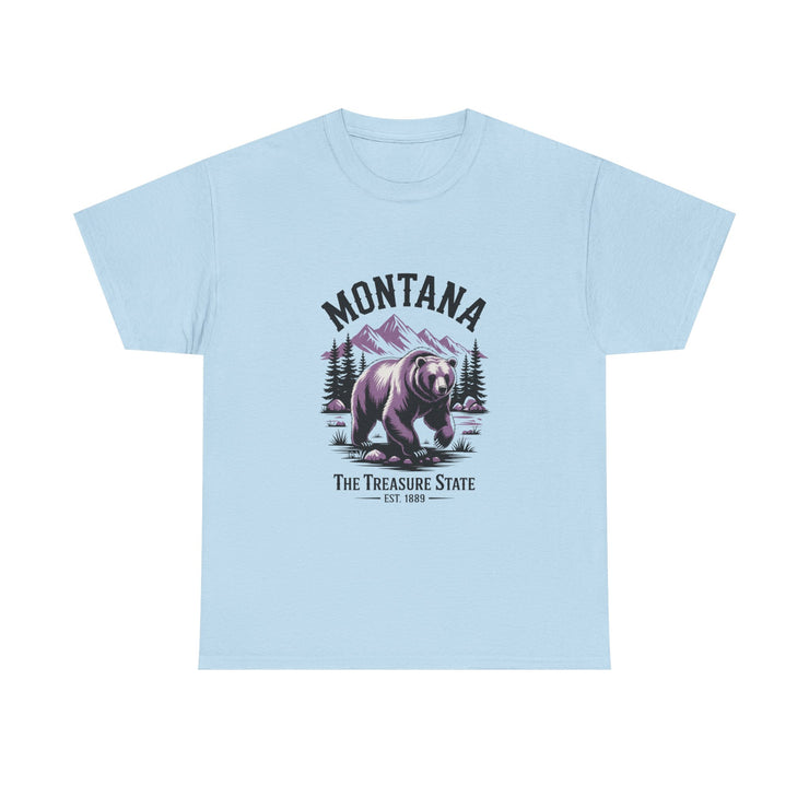 Montana Bear Graphic Tee | Unisex Heavy Cotton Tee, Adventure Shirt, Nature Lover Gift, Hiking Apparel, Travel Tee, Wilderness Wear, USA States Design