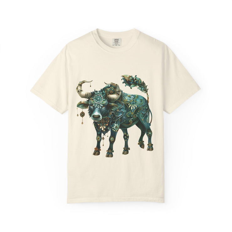 Bohemian Bull T-Shirt, Artistic Graphic Tee, Unisex Shirt for Cow Lovers, Gift for Occasions, Casual Wear, Eco-Friendly Style
