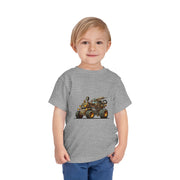 Toddler Short Sleeve Tee with Fun Vehicle Design, Birthday Gift, Kids' Fashion, Playtime Wear, Adventure Apparel