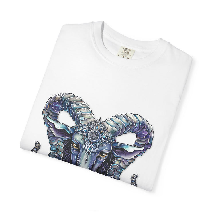 Mystical Ram Graphic Unisex T-shirt, Boho Tee, Astrology Shirt, Spiritual Gift, Festival Wear, Unique Graphic Tee