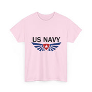 US Navy Winged Logo Unisex Heavy Cotton Tee, Military Apparel, Veteran Gift, Casual Wear, Patriotic Clothing, Gift for Him/Her