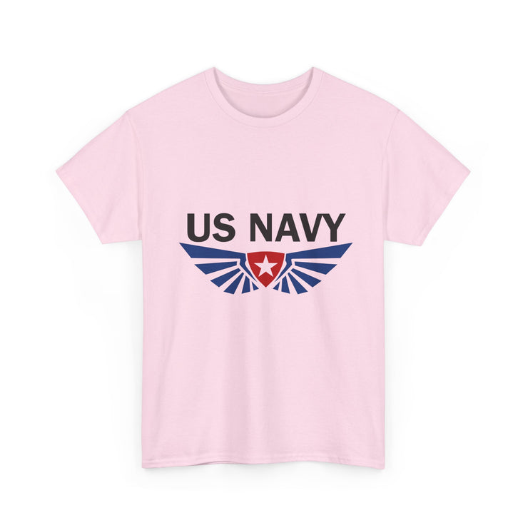 US Navy Winged Logo Unisex Heavy Cotton Tee, Military Apparel, Veteran Gift, Casual Wear, Patriotic Clothing, Gift for Him/Her