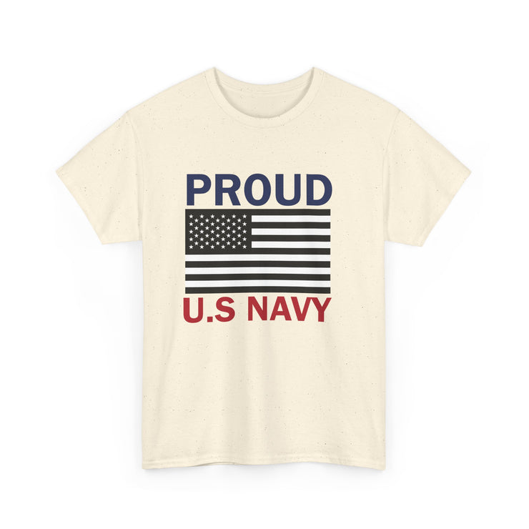 Proud U.S. Navy Unisex Heavy Cotton Tee, Veteran Gifts, Military Apparel, Patriotic Shirt, Independence Day, Memorial Day