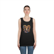 Bohemian Floral Ram Tank Top - Unisex Cotton Singlet, Artistic Apparel, Summer Wear, Festival Fashion, Nature Lover Gift