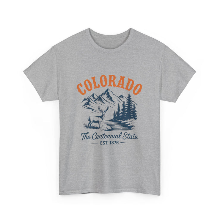 Colorado Adventure Unisex Heavy Cotton Tee, Outdoor Shirt, Gift for Nature Lovers, Travel Tee, USA State Design