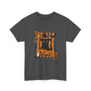 Halloween Cat Tee, Unisex Heavy Cotton Tee, Spooky Season Shirt, Fall Festivity Apparel, Pumpkin Lover Gift