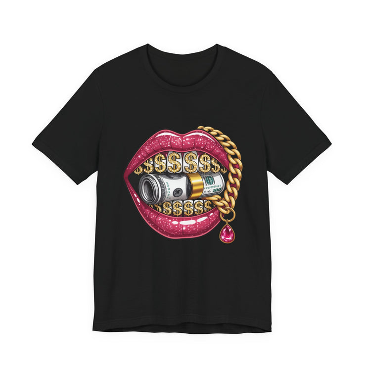 Glamorous Money Lips Tee, Trendy Graphic Shirt, Fashion Statement Tee, Gift for Her, Casual Streetwear