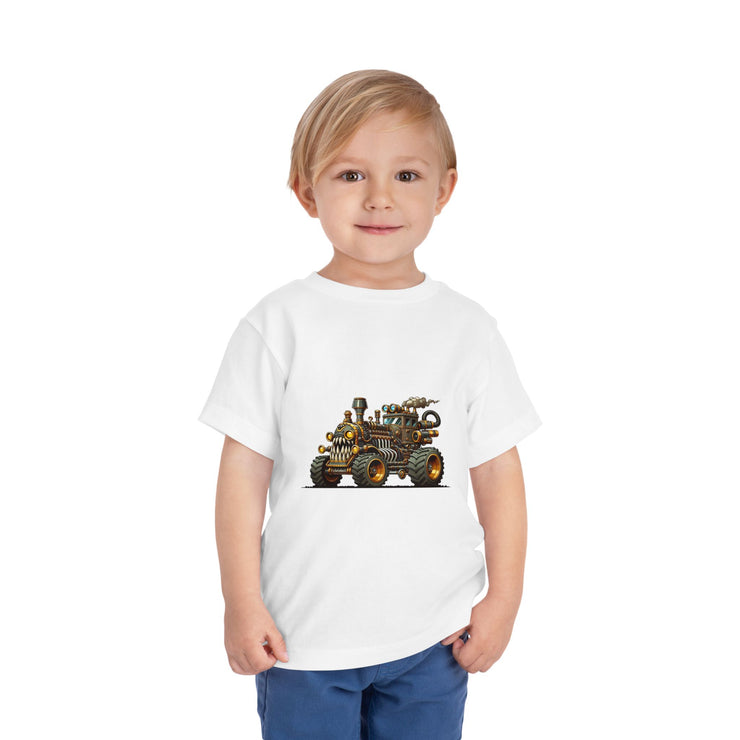 Toddler Short Sleeve Tee with Fun Vehicle Design, Birthday Gift, Kids' Fashion, Playtime Wear, Adventure Apparel